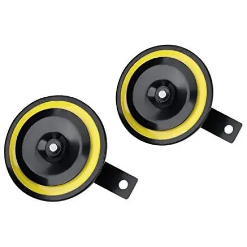 130DB Car Horn 12V Motorcycle Horn Universal Super Loud High Tone and Low Tone Metal Disc Horn Kit with Bracket Waterproof Twin Horn for Car Truck Boat (Yellow) 130DB Car Horn 12V Motorcycle Horn Universal Super Loud High Tone and Low Tone Metal Disc Horn Kit with Bracket Waterproof Twin Horn for Car Truck Boat (Yellow)