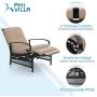 PHI VILLA Adjustable Patio Recliner Chair Metal Outdoor Lounge Chair with Removable Cushions Support 300lbs, Beige