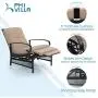PHI VILLA Adjustable Patio Recliner Chair Metal Outdoor Lounge Chair with Removable Cushions Support 300lbs, Beige PHI VILLA Adjustable Patio Recliner Chair Metal Outdoor Lounge Chair with Removable Cushions Support 300lbs, Beige