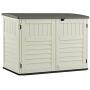 Suncast 5 x 3 Horizontal Stow-Away Storage Shed - Natural Wood-like Outdoor Storage for Trash Cans and Yard Tools - All-Weather Resin, Hinged Lid, Reinforced Floor - Vanilla and Stoney
