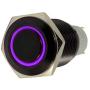 ESUPPORT 22mm 12V 5A Car Purple LED Light Angel Eye Metal Push Button Switch ON OFF Socket Plug Latching Black Shell