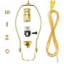Canomo Brass Finish Make-A-Lamp Kit 3-Way with 8 Inch Harp, 2 Pieces 12'' Lamp Pipe, and All Parts Needed and Instructions for DIY Lamp Design or Repair…