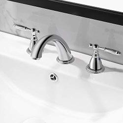 8 Inch 3 Hole Widespread Bathroom Faucet with Metal Pop Up Drain by PHIESTINA, Chrome Widespread Bathroom Sink Lavatory Faucet, WF008-4-C