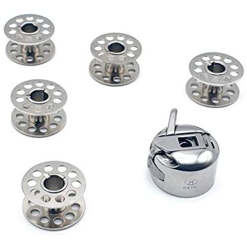 Addicted DEPO Bobbin Case and 5PCS Metal Sewing Bobbins Suitable for Most Domestic Sewing Machines 15, 15A Class