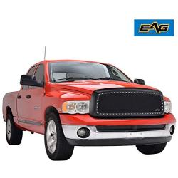 EAG Rivet Studded Frame Black Stainless Steel Wire Mesh Packaged Grille Fit for 02-05 Dodge Ram 1500/03-05 Dodge Ram 2500/3500