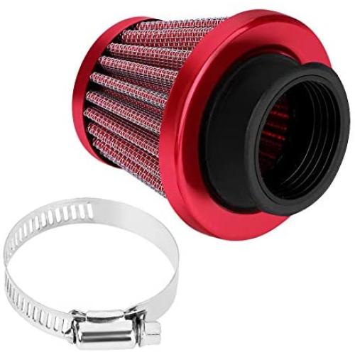 38mm Universal Motorcycle Clamp-On Air Intake Filter Kit, Auto Cold Air Intake Scooter Atv Dirt Pit Bike Motorcycle Air Filter (Red)