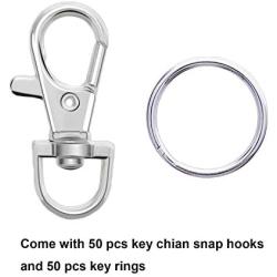 Livder Metal Swivel Lanyard Snap Hooks and Split Key Rings Chain Hook Keychain, 100 Pieces