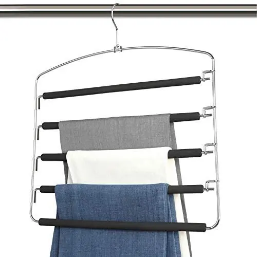 Bloberey Pants Hangers 5 Layers Metal Slack Magic Hangers Non-Slip Foam Padded Swing Arm Space Saving Hanger Clothes Closet Storage Organizer for Pants Jeans Trousers Skirts Scarf Ties Towels(4 Pack) Bloberey Pants Hangers 5 Layers Metal Slack Magic Hangers Non-Slip Foam Padded Swing Arm Space Saving Hanger Clothes Closet Storage Organizer for Pants Jeans Trousers Skirts Scarf Ties Towels(4 Pack)