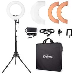 Kshioe 14 Dimmable Led Ring Light, Continuous Lighting Kit Photography Photo Studio Light for Makeup, Camera Smartphone YouTube Video Shooting