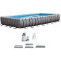 Intex 32ft X 16ft X 52in Ultra Frame Rectangular Pool Set with Sand Filter Pump, Ladder, Ground Cloth and Pool Cover