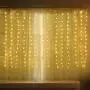 LED Window Curtain Lights, Photo Backdrop Lights Twinkle String Lights with Remote Control for Wedding Party Bedroom Wall Christmas Decorations (Warm White, 6.5 x 5 ft)