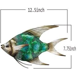 JOYBee 12.5inch Coastal Ocean Sea Metal Fish Wall Art Decor -Perfect for Coastal，Nautical，Beach，or Boat Decor-Metal Wall Decor-For Garden Home Patio Bathroom Kitchen