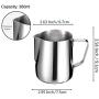 Milk Frothing Pitcher Jug - 12oz/350ML Stainless Steel Coffee Tools Cup - Suitable for Espresso, Latte Art and Frothing Milk, Attached Dessert Coffee Spoons