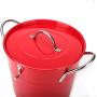 T586 4L Red Metal Double Walled Ice Bucket Set With Lid And Scoop