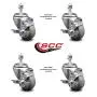 Polyurethane Swivel Threaded Stem Caster Set of 4 w/3'' x 1.25'' Gray Wheels and 1/2'' Stems - Includes 4 with Top Lock Brakes - 1000 lbs Total Capacity - Service Caster Brand Polyurethane Swivel Threaded Stem Caster Set of 4 w/3'' x 1.25'' Gray Wheels and 1/2'' Stems - Includes 4 with Top Lock Brakes - 1000 lbs Total Capacity - Service Caster Brand