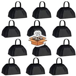 Metal Cowbells with Handles 3 inch Novelty Noise Maker - 12 Pack (Black)