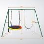 Trekassy 440lbs 2 Seat Swing Set, 1 Saucer Swing Seat and 1 Belt Swing Seat with Heavy Duty A-Frame Metal Swing Stand