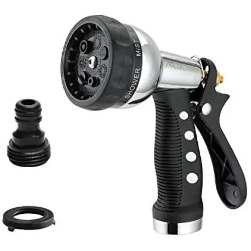 M PLUS Garden Hose Nozzle Spray Nozzle Heavy Duty Metal Pistol Grip Rear Trigger Quick Connector 7 Patterns for Plant Watering Car Washing Pets Cleaning and Other Tasks M PLUS Garden Hose Nozzle Spray Nozzle Heavy Duty Metal Pistol Grip Rear Trigger Quick Connector 7 Patterns for Plant Watering Car Washing Pets Cleaning and Other Tasks
