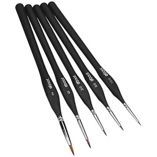 Detail Paint Brushes Set Artist Paint Brushes Painting Supplies for Art Watercolor Acrylics Oil, 5 Pieces (Black)