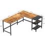 CubiCubi L Shape Computer Desk with Storage Shelf Study Writing Table for Home Office, Modern Simple Style PC Desk, Black Metal Frame, Rustic
