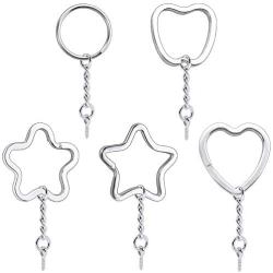 BronaGrand 30 Pieces Metal Key Rings with Extend Key Chains and Screw Eye Pins for Crafting,5 Styles