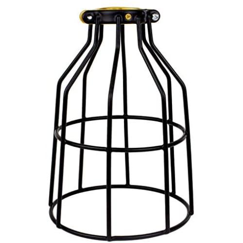 Newhouse Lighting WLG1B Ca Metal Guard for Ceiling Fan, Pendant String Light and Vintage Lamp Shades/Cover, Industrial Wire Fixture Iron Bird Cage, 1 Pack, Black