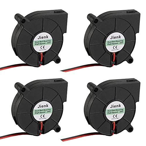 Jienk 4PCS 50mm Brushless Blower Fan DC 24V 5015 Dual Ball Bearing 50x15mm Cooling Fan for Part Cooling 3D Printer Heat Sink