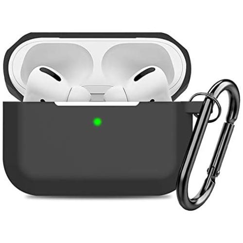 Compatible with AirPods Pro Case Cover Silicone Protective Case for Airpods Pro (Front LED Visible) Black