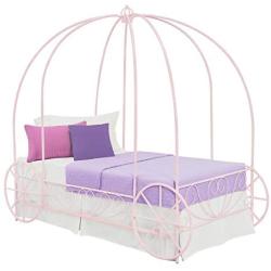 DHP Metal Carriage Bed, Fairy Tale Bed Frame, Shabby-Chic Style, Twin, Pink