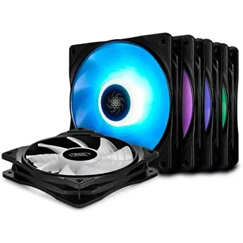 DEEPCOOL RF120M 5IN1, 5x120mm RGB PWM Fans with 2 Fan Hubs, Compatible with ASUS Aura Sync, Controlled by Motherboard with 12V 4-pin RGB Header, No Wired Controller DEEPCOOL RF120M 5IN1, 5x120mm RGB PWM Fans with 2 Fan Hubs, Compatible with ASUS Aura Sync, Controlled by Motherboard with 12V 4-pin RGB Header, No Wired Controller
