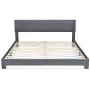Allewie King Size Upholstered Platform Bed Frame with Headboard, Fabric Upholstered Mattress Foundation, Strong Wood Slat Support and Metal Legs, Box Spring Optional, Easy Assembly, Light Grey