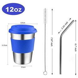 Stainless Steel Kids Cups with Lids and Straws,12oz Metal Kids Drinking Tumblers with Straws,18/8 Steel Kids Drinking Glasses with Lids,Steel Sippy Cups with Lids for Kids and Toddlers