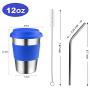 Stainless Steel Kids Cups with Lids and Straws,12oz Metal Kids Drinking Tumblers with Straws,18/8 Steel Kids Drinking Glasses with Lids,Steel Sippy Cups with Lids for Kids and Toddlers