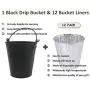 Replacement for Oklahoma Joes 9518545P06 Smoker Grease Drip Bucket,Black Metal Pail with 12 Pack Aluminum Grill Bucket Liner/Drip Insert Replacement for Oklahoma Joes 9518545P06 Smoker Grease Drip Bucket,Black Metal Pail with 12 Pack Aluminum Grill Bucket Liner/Drip Insert