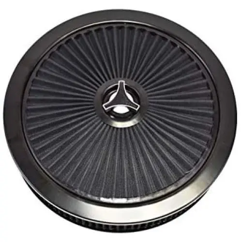 A-Team Performance High Flow Replacement Air Cleaner Assembly w/Flow-Thru Lid Washable and Reusable Round Air Filter Element Kit Includes Star Wing Nut Compatible with Chevrolet GMC Ford 14''x3'' Black