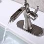 Mejor Solid Brass Single-Handle Waterfull Bathroom faucet,Lavatory faucet with 4 inches deck plate,CUPC water lines and Metal pop-up drain with overflow (Brushed Nickel)