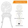 HOMEFUN Bistro Table Set, White Rose 3 Piece, Outdoor Patio Table and Chairs Furniture, Durable Rust Weather Resistance