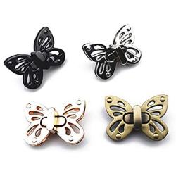 LARATH 4 Pieces Butterfly Shaped Clasp Turn Lock Metal Purse Twist Lock Closure Exquisite Practical Bag Buckles for DIY Craft Handbag Shoulder Bag Making Accessories, Mixed Color