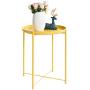 HollyHOME Tray Metal End Table, Sofa Table Small Round Side Tables, Anti-Rust and Waterproof Outdoor & Indoor Snack Table, Accent Coffee Table,（H） 20.28'' x（D） 16.38'', Yellow Cream