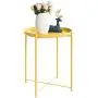 HollyHOME Tray Metal End Table, Sofa Table Small Round Side Tables, Anti-Rust and Waterproof Outdoor & Indoor Snack Table, Accent Coffee Table,（H） 20.28'' x（D） 16.38'', Yellow Cream