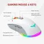 Havit Keyboard Rainbow Backlit Wired Gaming Keyboard Mouse Combo, LED 104 Keys USB Ergonomic Wrist Rest Keyboard, 4800 DPI Mouse for PC Gamer (White)