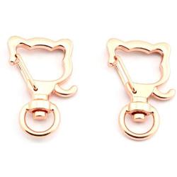 Lind Kitchen 10pcs Metal Swivel Clasps Lobster Clasp Snap Hook Cute Cat Shape DIY Keychain Accessories(Rose Gold)