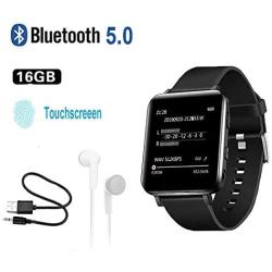 CCHKFEI 16GB MP3 Player with Bluetooth, Sports Watch MP3 Player with Touch Screen,HiFi Lossless Sound Music Player with Sport Pedometer Headphones for Running Joging Workout-Black