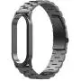 MIMEI Band Compatible with Xiaomi Mi Band 4 5.90in -8.66in Solid Stainless Steel Wristband Metal Buckle Clasp Business Strap Replacement Bracelet (Black, B Type)