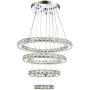 Dixun Modern Crystal Chandeliers Rings Adjustable Stainless Steel LED Pendant Lights (5.9/9.8/13.7/17.7 Inches)for Living Room Bedroom(Warm White)