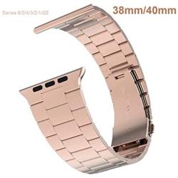 iiteeology Compatible with Rose Gold Apple Watch Band 40mm 38mm, Upgraded Version Solid Slim Metal iWatch Strap for Apple Watch Series 6/5/4/3/SE Rose Gold Women