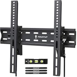 MOUNTUP Tilting TV Wall Mount Bracket for 26-55 Inch Flat Screen TVs/ Curved TVs, Low Profile TV Wall Mount TV Bracket - Easy to Install On 12'' or 16'' Studs, VESA 400x400mm Weight up to 99 LBS, MU0007