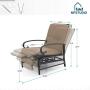 MFSTUDIO Patio Recliner Chair Metal Adjustable Back Outdoor Lounge Chair with 100% Olefin Cushion(Beige)
