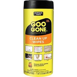 Goo Gone Clean Up Wipes Adhesive Remover - 24 Count - Removes Adhesive Residue Labels Stickers Crayon Tree Sap Gum Masking Tape Glue and More