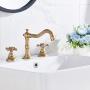GGStudy 8 inch 2 Handles 3 Holes Widespread Bathroom Sink Faucet Antique Brass Bathroom Vanity Faucet Basin Mixer Tap Faucet Washingroom Faucet Matching Metal Pop Up Drain with Overflow